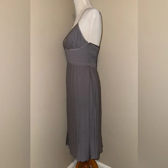 Catherine Malandrino Gray Sleeveless V-Neck Midi Dress,Size-8 - Picture 3 of 10